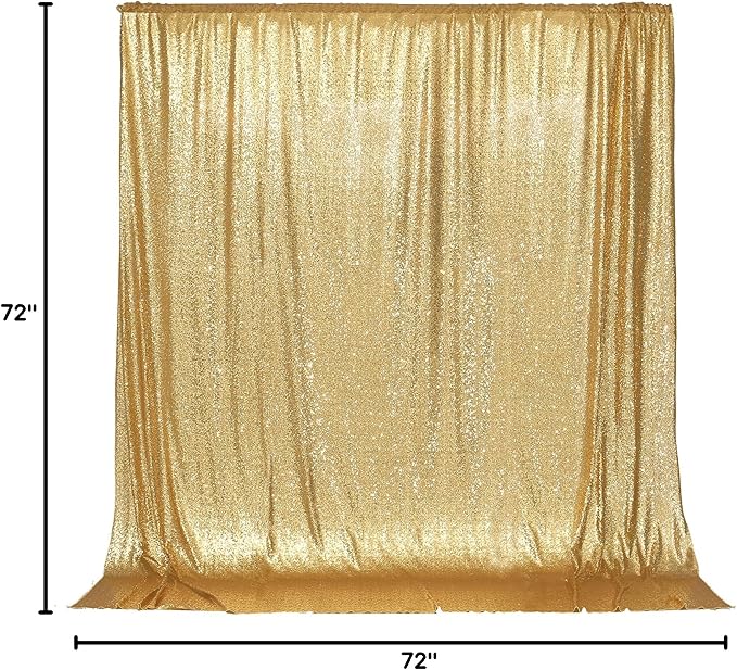 PartyDelight Sparkly Gold Sequin Backdrop Curtain 6Ft x 6Ft Photography Party Event Back Drop