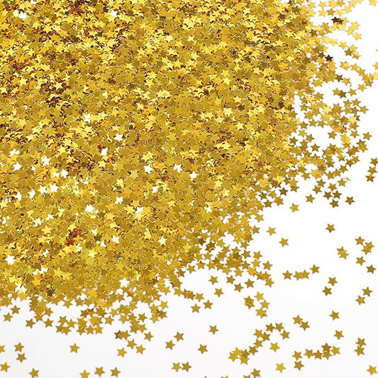 STEFORD 150g Gold Star Confetti, 6mm Glitter Stars Shiny Gold Table Confetti Metallic Sequin Sprinkle Stars for Baby Shower Wedding Christmas Valentine Party Decorations