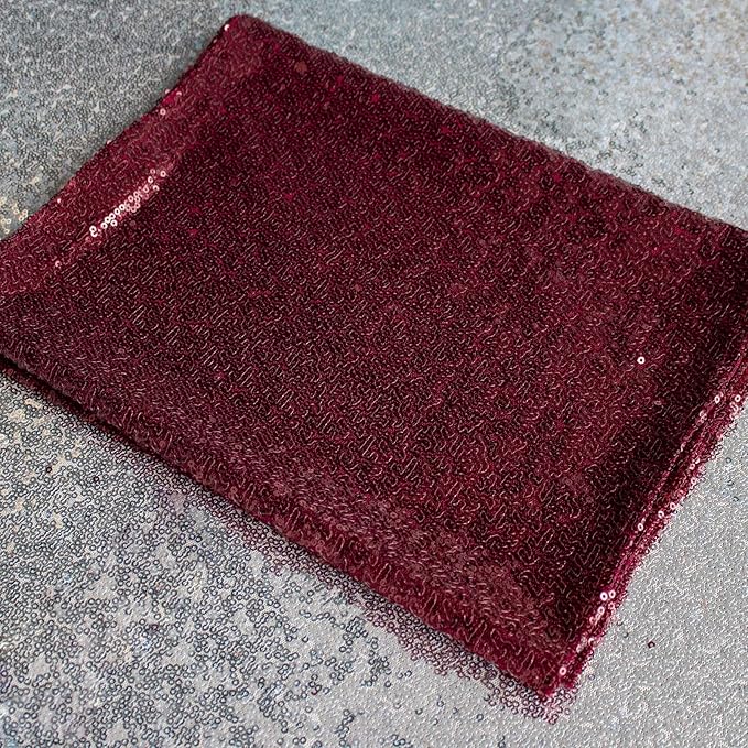 JYFLZQ Burgundy Sequin Backdrop Curtains 2ft x 8ft 2 Panel Glitter Photo Booth Backdrops Sparkly Photography Background Drapes for Parties Wedding Bridal Showers