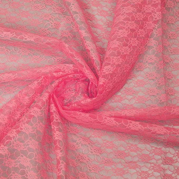 MDS Pack of 20 Wedding 12 x 108 inches Lace Table Runner for Wedding, Decorations for Birthday Parties, Banquets, Graduations, Engagements, and Runners fit Rectangle, Round Table- Coral