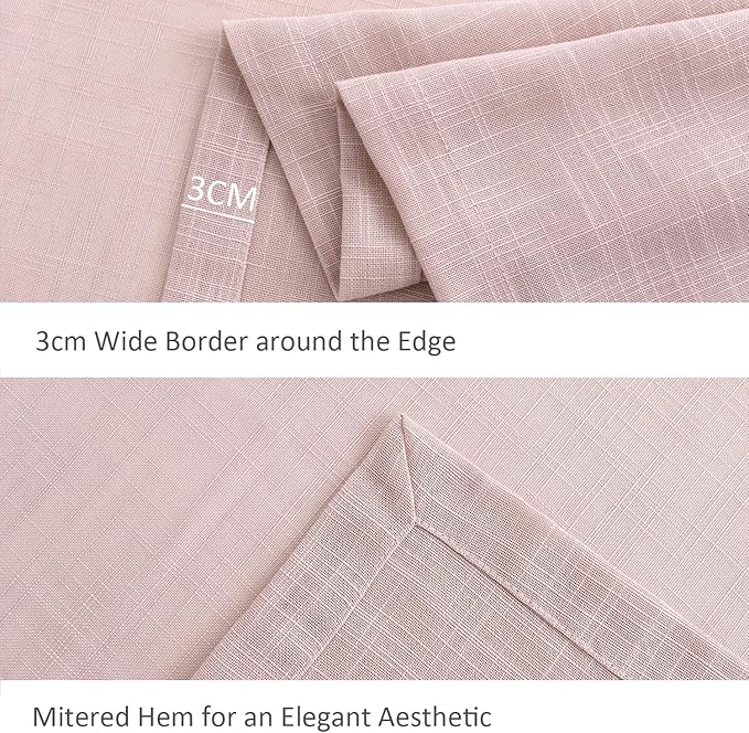 maxmill Lux Faux Linen Table Cloth with Slubby Texture Wrinkle Resistant Anti-Shrink Soft Tablecloth for Kitchen Dining Tabletop for Buffet Banquet Parties Event Dinner Rectangle 52 x 70 Inch Blush
