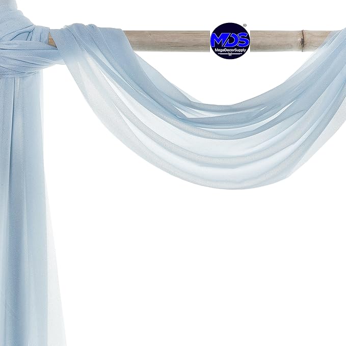 MDS Halloween Chiffon Draping Fabric - 1 Panel, 30" Wide x 75ft Long - Sheer Spooky Arbor & Canopy Drapery for Haunted House Backdrops, Party Ceilings, DIY Costumes & Themed Events - Baby Blue