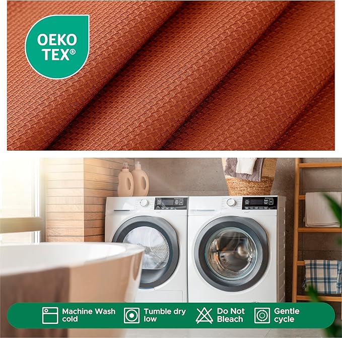 Biscaynebay Fall Tablecloth Textured Fabric Square Tablecloths 70x70 Inch, Rust Thanksgiving Autumn Harvest Water Resistant Fabric Tablecloths for Kitchen, Dining, Wedding, Parties Machine Washable