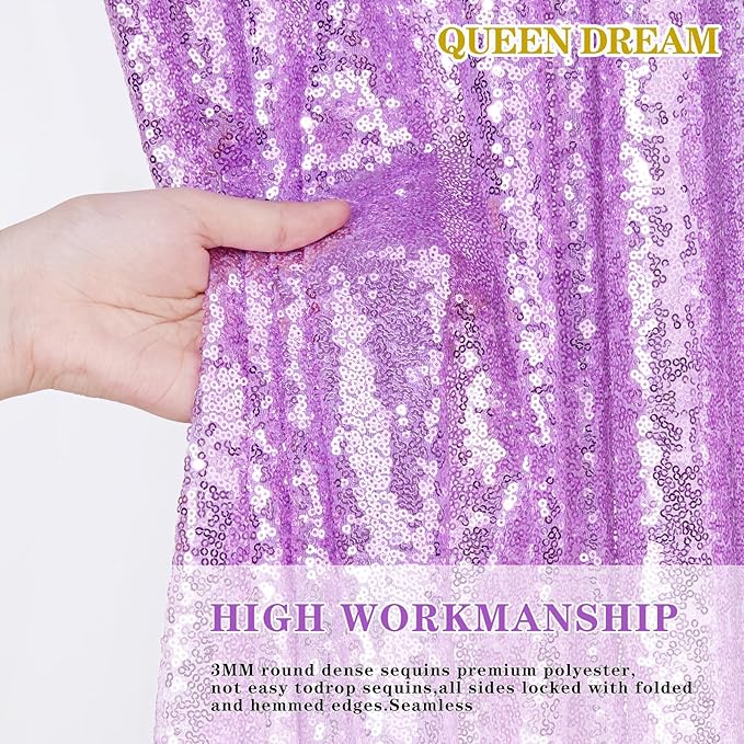 Light Purple Sequin Backdrop Curtains 2 Panels 2FTx8FT Photo Backdrop Glitter Birthday Party Curtains