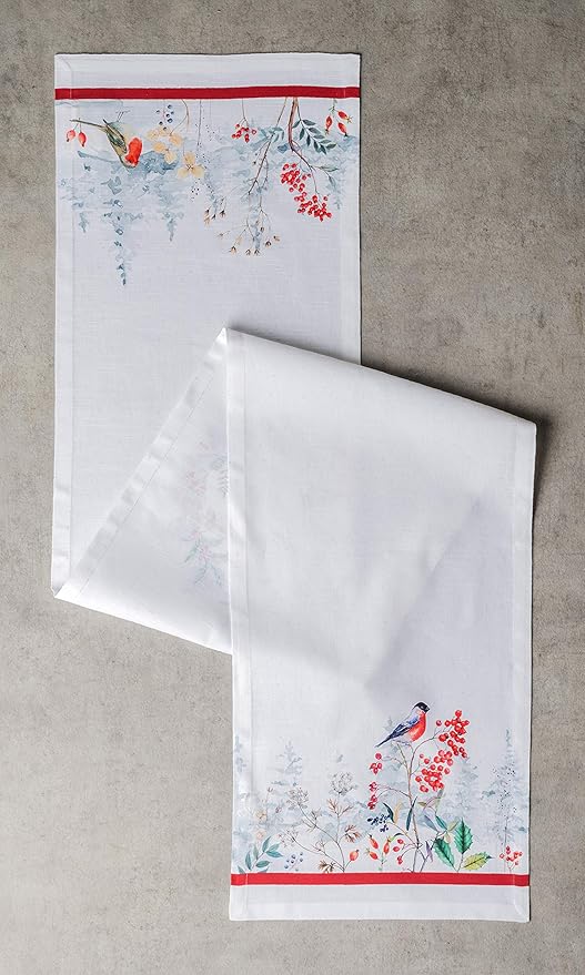 Maison d' Hermine Table Runner 100% Cotton Single Layer Table Runners 60 inches Long Decorative for Home Kitchen Dining Party Baby Shower Wedding Bridal Shower (Morzine, 14.50" x 60")