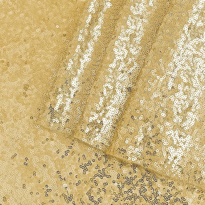 Gold Sequin Square Tablecloth - 50x50 inch, Luxurious Sparkle & Glitter Party Table Cloth, Wedding & Event Decoration