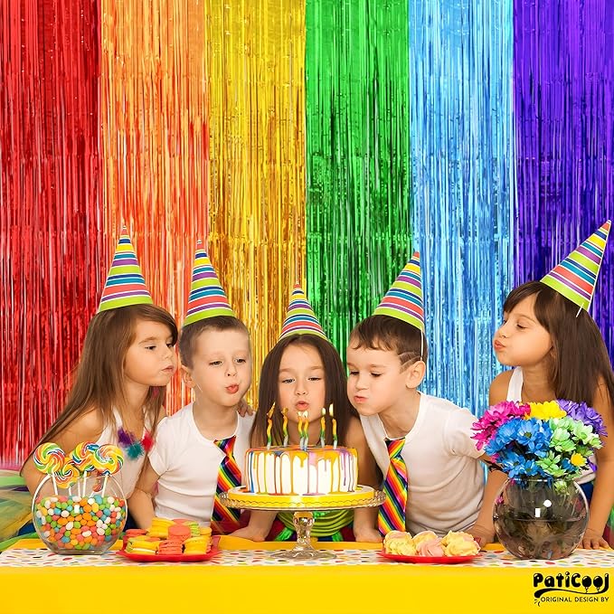 Pride Party Decorations - Rainbow Streamers Thicken 2 Pack 3.2 x 8.2 FT - Rainbow Tinsel Foil Fringe Curtains, Photo Booth Props Backdrops for Birthday, Fiesta, Mexican, Pride, Baby Shower