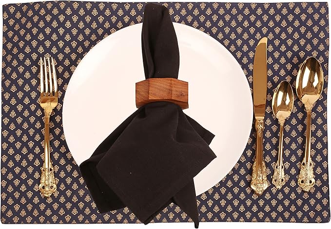 Finely Handcrafted Natural Wood Geometric Pentagon Shape Large Size Party Dining Table Napkin Holders in Natural Tone. (Set of 6).
