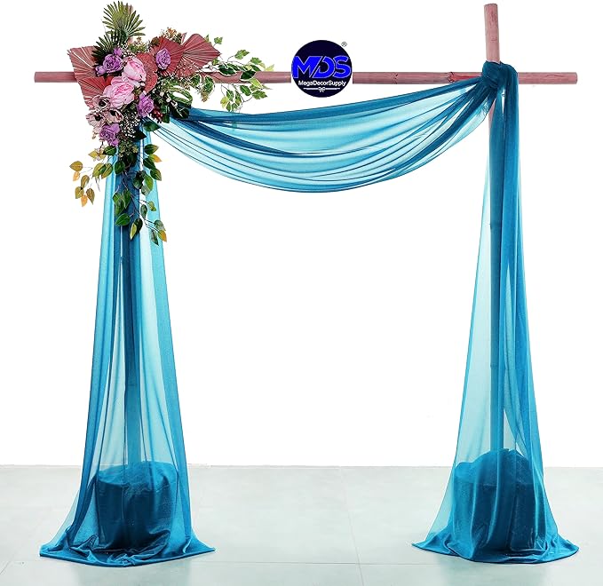 MDS Halloween Chiffon Draping Fabric - 1 Panel, 30" Wide x 20ft Long - Sheer Spooky Arbor & Canopy Drapery for Haunted House Backdrops, Party Ceilings, DIY Costumes & Themed Events - Dark Teal