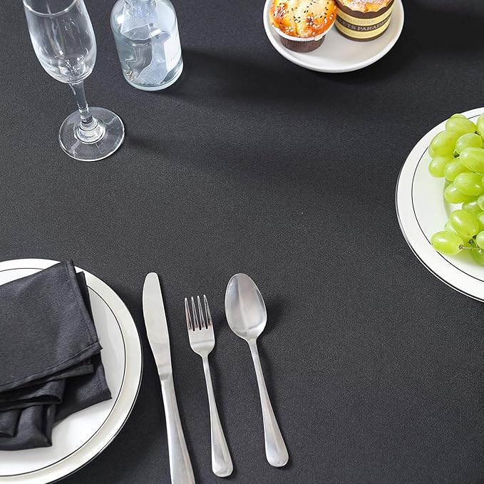 Rectangle Tablecloth 90x156 inch Washable Polyester Fabric Table Cloth for Wedding Party Dining Banquet Decoration（90x156, Black）