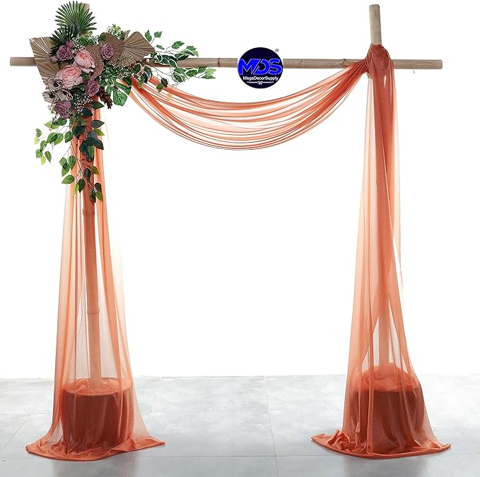 MDS Halloween Chiffon Draping Fabric - 1 Panel, 30" Wide x 30ft Long - Sheer Spooky Arbor & Canopy Drapery for Haunted House Backdrops, Party Ceilings, DIY Costumes & Themed Events - Terracotta