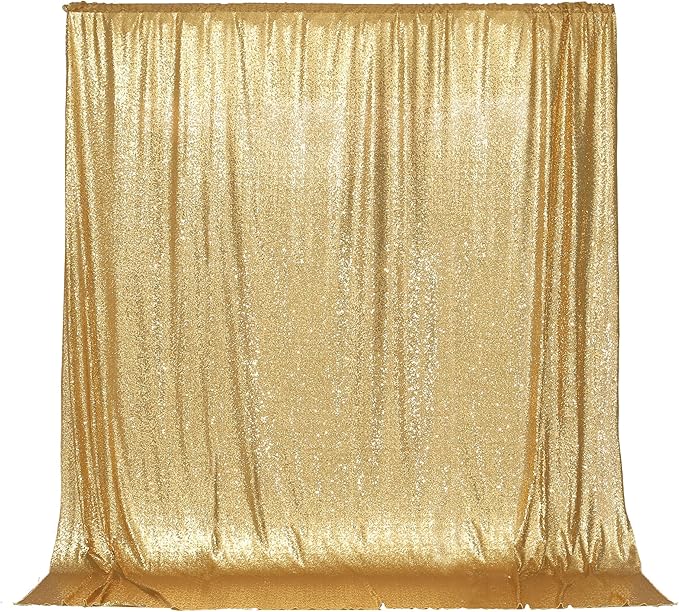 PartyDelight Sparkly Gold Sequin Backdrop Curtain 6Ft x 6Ft Photography Party Event Back Drop