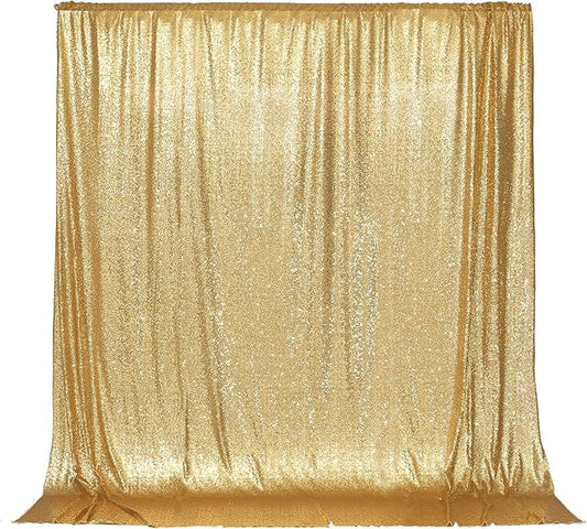 PartyDelight Sparkly Gold Sequin Backdrop Curtain 6Ft x 6Ft Photography Party Event Back Drop