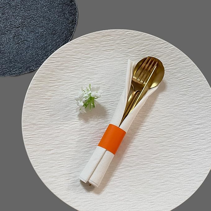 Germiwipe Paper Napkin Band Box of 500,Napkin Rings Self Adhesive,Silverware Wraps Bands (Orange - 500pcs)