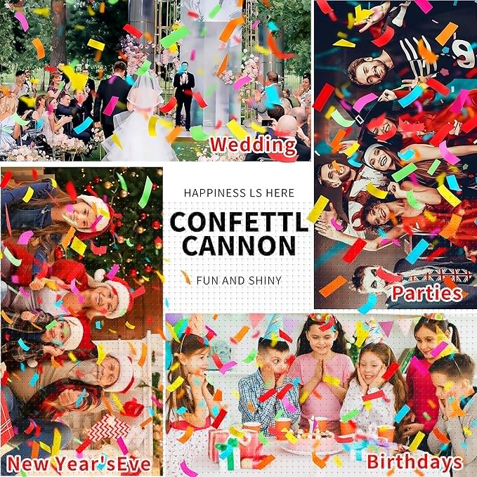 16in Biodegradable Confetti Poppers,Confetti Cannons Bulk with Colorful Confettis Design for Ceremony Party Favor Supplies,Birthday Holiday,Halloween Thanksgiving,Christmas,New Year's Eve(2Pack)
