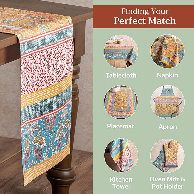 Maison d' Hermine Table runner 100% Cotton Double Layer Table Runners 108 inches long Decorative for Home Kitchen Dining Party Baby Shower Wedding Bridal Shower Spring Summer (Marquise, 14.50" x 108")