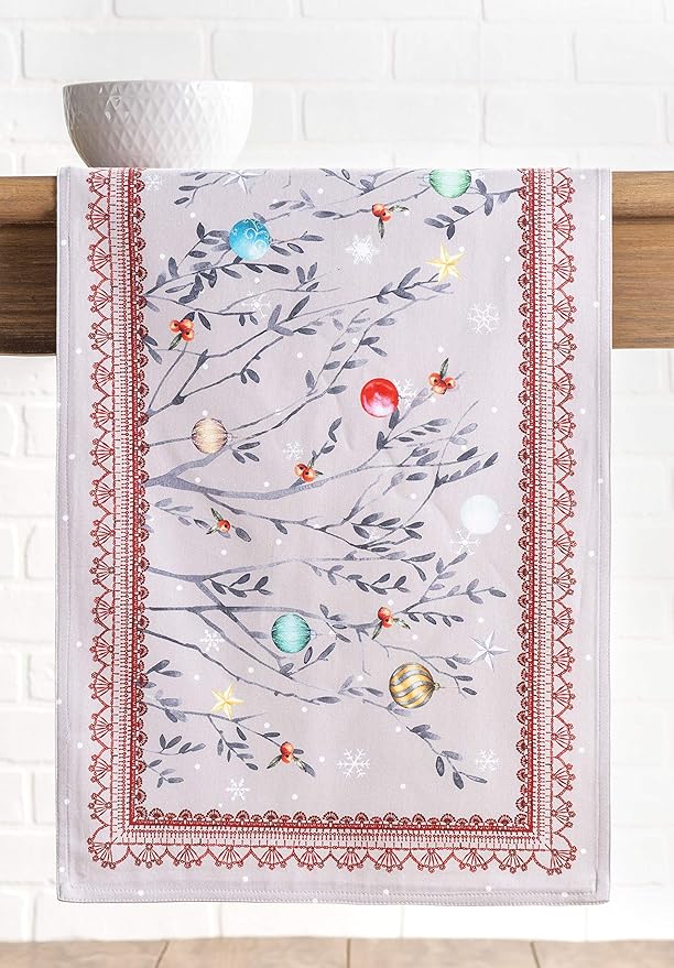 Maison d' Hermine Table Runner 100% Cotton Double Layer Table Runners 108 inches Long for Thanksgiving Christmas Decorations Home Kitchen Dining Party Wedding (Fairy Christmas, 14.5" x 108")