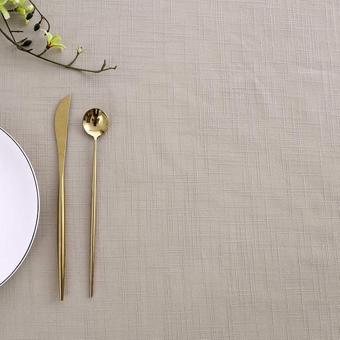 maxmill Lux Faux Linen Tablecloth with Slubby Yarn Textured Weaves Wrinkle Free Anti-Shrink Soft Table Cloth for Kitchen Dining Tabletop for Outdoor and Indoor Use Rectangle 60 x 84 Inch Natural