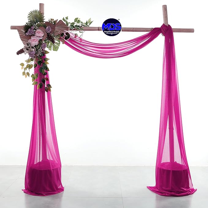 MDS Halloween Chiffon Draping Fabric - 2 Panel, 30" Wide x 30ft Long - Sheer Spooky Arbor & Canopy Drapery for Haunted House Backdrops, Party Ceilings, DIY Costumes & Themed Events - Magenta