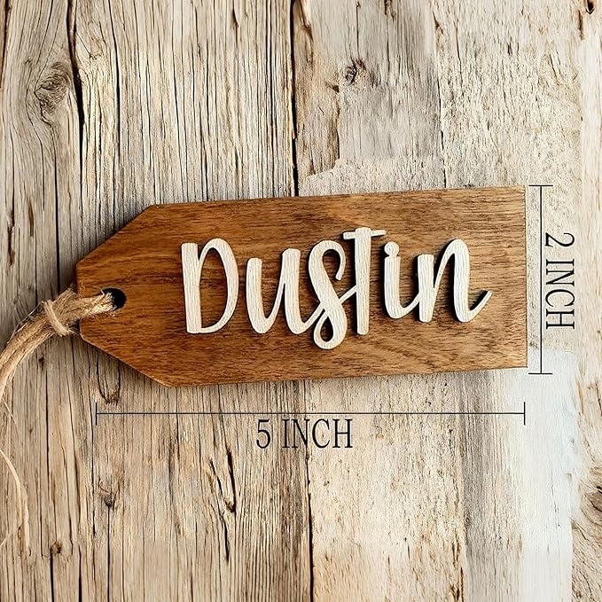 2Pcs Personalized Christmas Stocking Name Tags Custom Wooden Stocking Name Tag Customized Letters Tags Custom Xmas Stockings Hanging Tag Gifts for Christmas Stockings