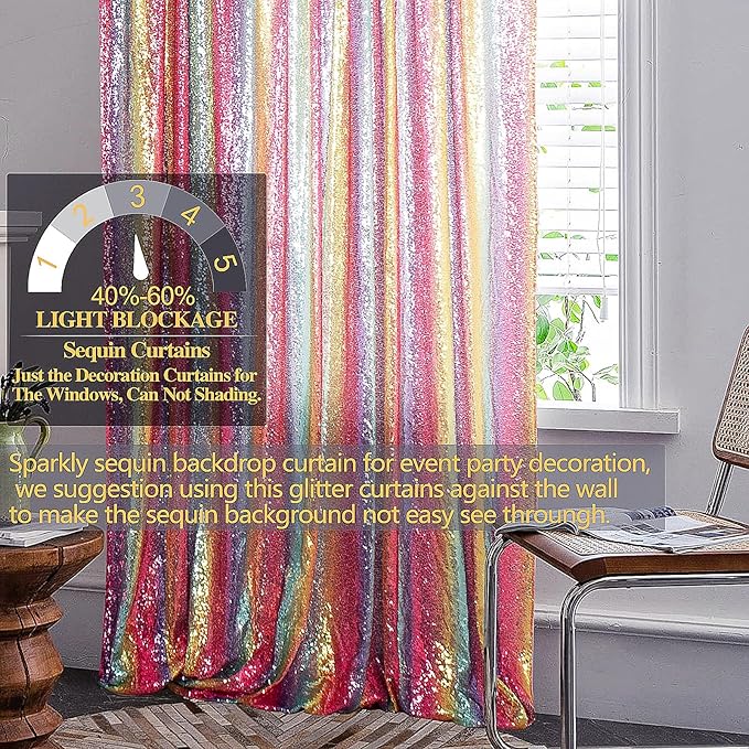 DUOBAO Sequin Backdrop Rainbow 7FTx7FT Wedding Background Glitter Curtain for YouTube Videos Sequins Photo Booth Backdrops Sequence Backdrop for Photography