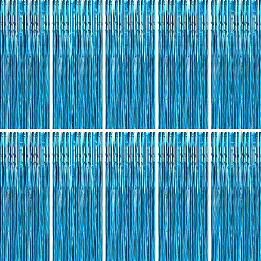 BTSD-home 10 Pack Aquamarine Foil Fringe Curtain Metallic Streamer Party Decorations Photo Booth Backdrop Door Curtains for Wedding Birthday Baby Shower Bachelorette Halloween
