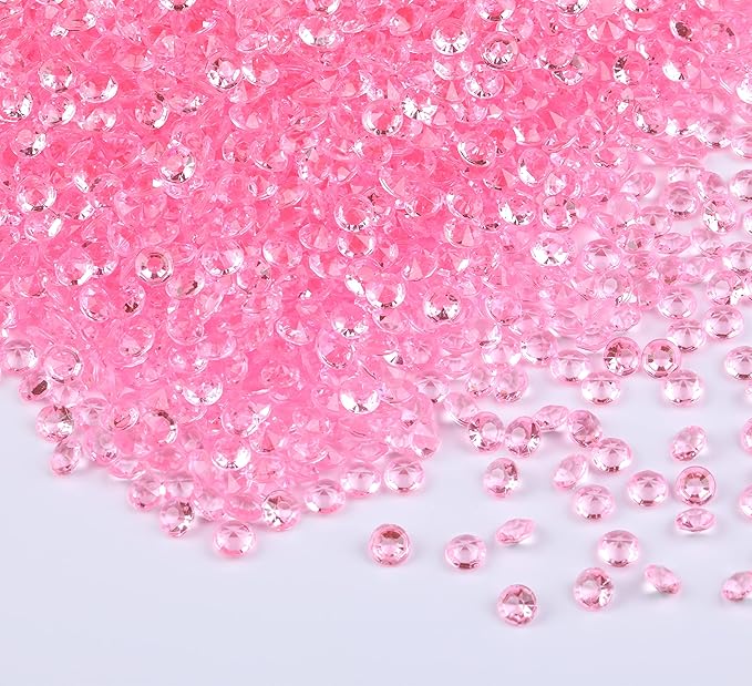 10000 pcs/Pack Wedding Table Scatter Confetti Crystals Acrylic Diamonds Vase Fillers 4.5 mm Rhinestones for Wedding, Bridal Shower, Vase Beads Decorations (Pink)