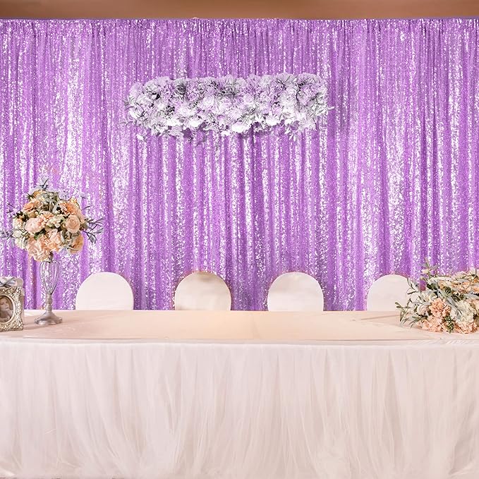 4FTx8FT Lavender Sequin Curtains 2 Panels Sparkly Background Drapes for Party Birthday Wedding Sparkly Background Decor