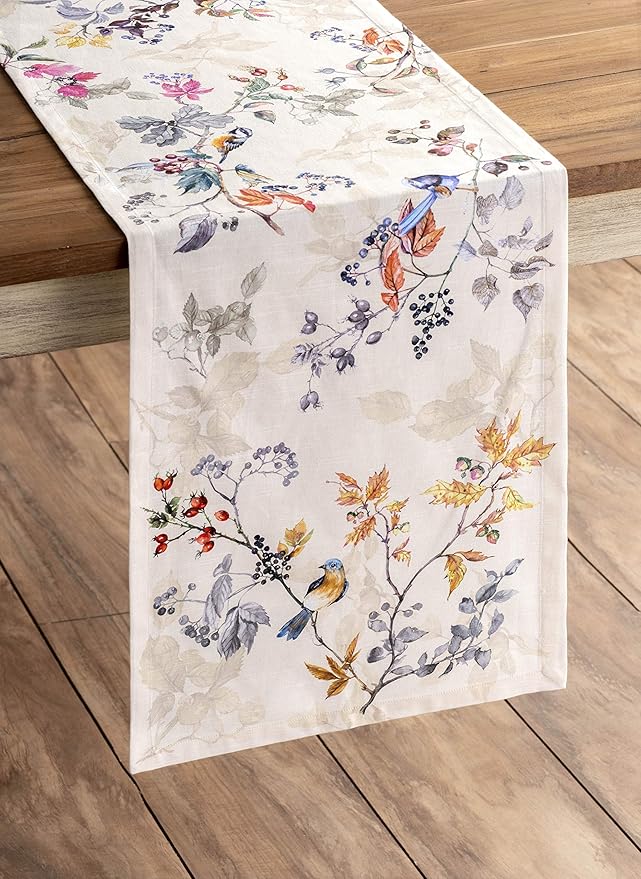 Maison d' Hermine Table Runner 100% Cotton Single Layer Table Runners 48 inches Long for Thanksgiving Christmas Decorations Home Kitchen Dining Party Wedding (Equinoxe - Beige, 14.5" x 48")