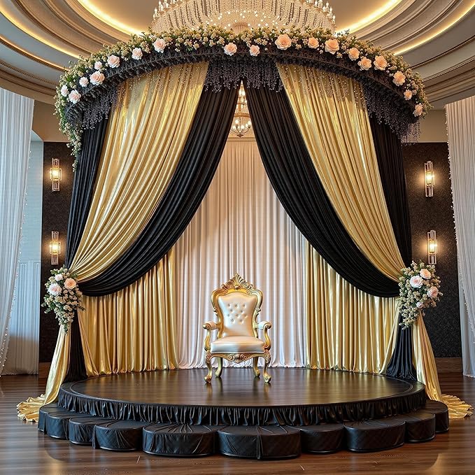 PartyVillage 20x10FT Black Sequin Backdrop Curtain -4 Panels 5x10FT Wrinkle Free Shimmer Back Drop Cloth, Glitter Backdrop Drapes for Photography, Birthday, Wedding, Graduation Background