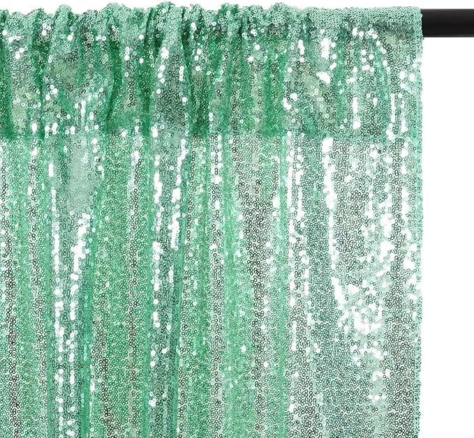 Eternal Beauty Sequin Backdrop Curtains, 2x8 Ft-2 Panels Mint Green Back Drop for Shimmer Photography Party Wedding Birthday Decor