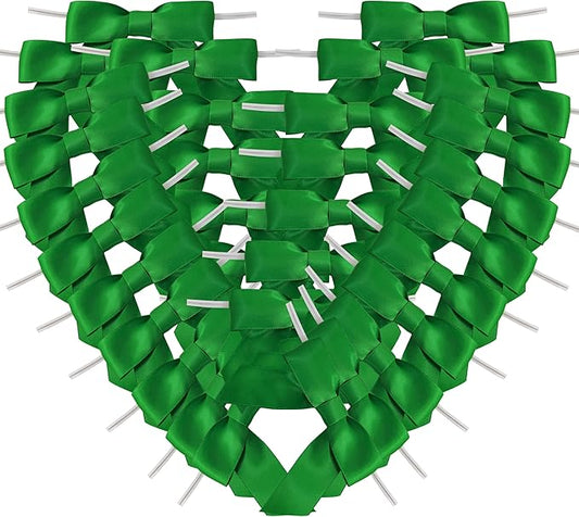 50pcs 3-1/2" Green Satin Ribbon Bows with Twist Ties Giant Bows for Christmas Holiday Gift Packing&Wrapping (Green)