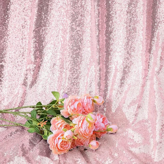 Pink Sequin Backdrop Curtains 1 Panel 8FTx8FT Glitter Pink Photo Backdrop Drapes Party Wedding Baby Shower Curtain Sparkle Photography Background