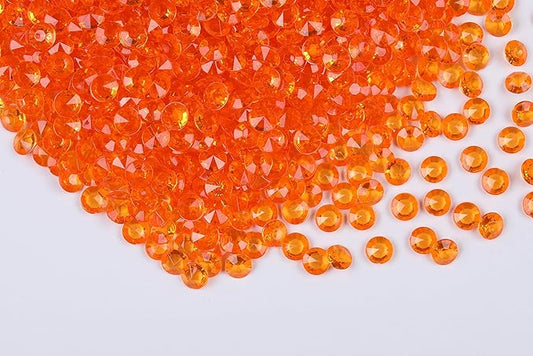 1000pcs/ Pack Wedding Table Acrylic Diamond Scatter Crystals Confetti Acrylic Gems Vase Fillers Rhinestones for Wedding, Bridal Shower, Vase Beads Decorations (12mm, Orange)