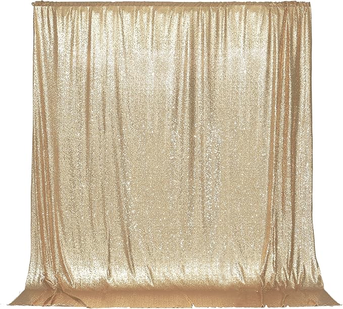 PartyDelight Sequin Backdrop Light Gold 6FTx7FT Wedding Curtain Special Events Party
