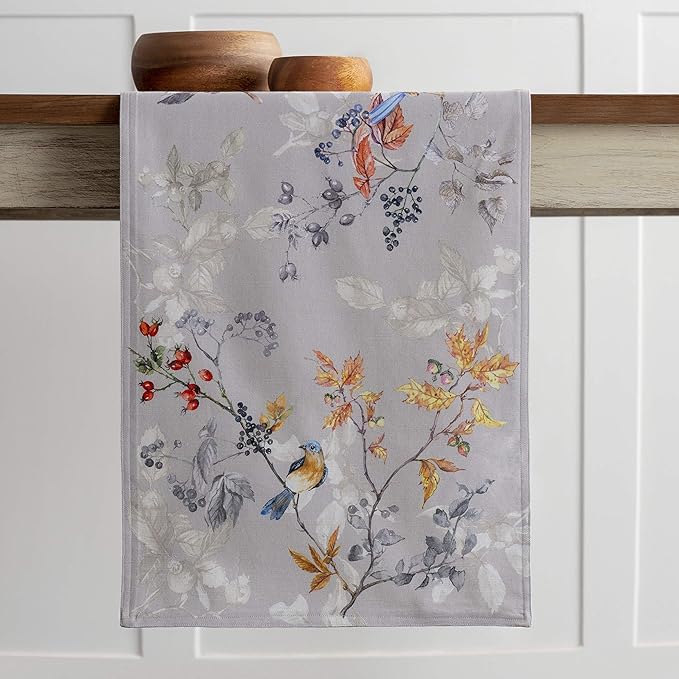 Maison d' Hermine Table Runner 100% Cotton Double Layer Table Runners 108 inches Long for Thanksgiving Christmas Decorations Home Kitchen Dining Party Wedding (Equinoxe - Grey, 14.5" x 108")