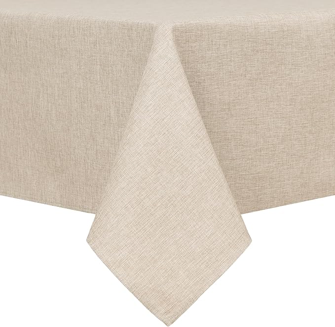 Hiasan Faux Linen Rectangle Tablecloth - Wrinkle and Stain Resistant Washable Table Cloth for Kitchen Dining Room Holiday Table Cover for Party Dinner, Beige, 30 x 60 Inch