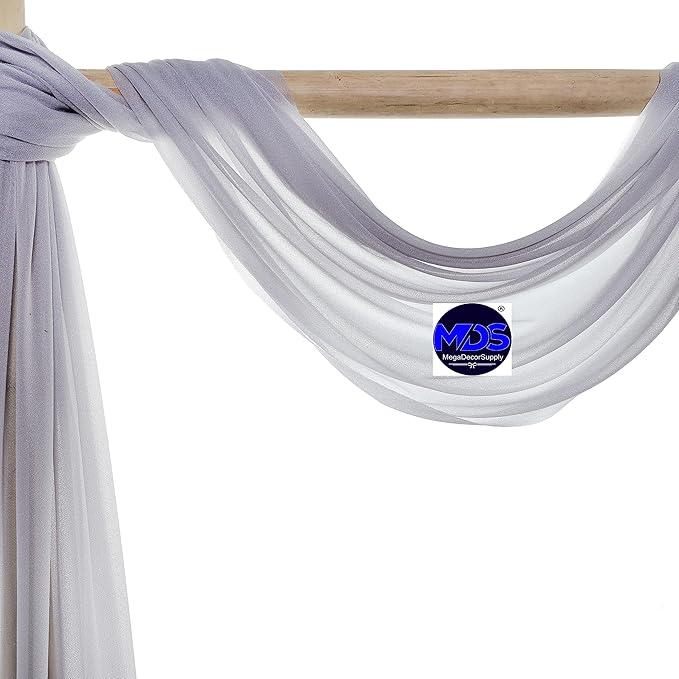MDS Halloween Chiffon Draping Fabric - 2 Panel, 30" Wide x 20ft Long - Sheer Spooky Arbor & Canopy Drapery for Haunted House Backdrops, Party Ceilings, DIY Costumes & Themed Events - Cool Gray