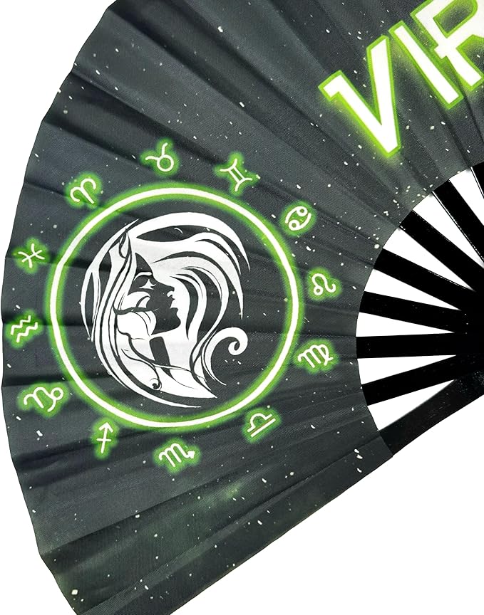 DeFlare | Cosmic Zodiac Rave Fan | Zodiac Sign Hand Fan | Astrology Rave Fan | Hand Fan | Large Rave Fan | Large Clacking Fan