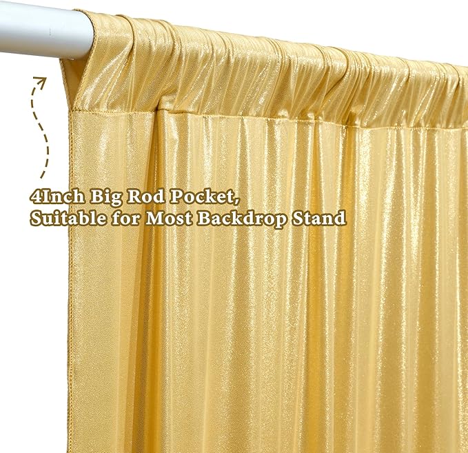Outpain 10x12ft Gold Sequin Backdrop Curtains -Heavy Duty Gold Photography Backdrops with Non-Shedding Glitter, Wrinkle-Free Stage Drapes for Wedding/Christmas/Studio Shoots (5x12ft 2 Panels)