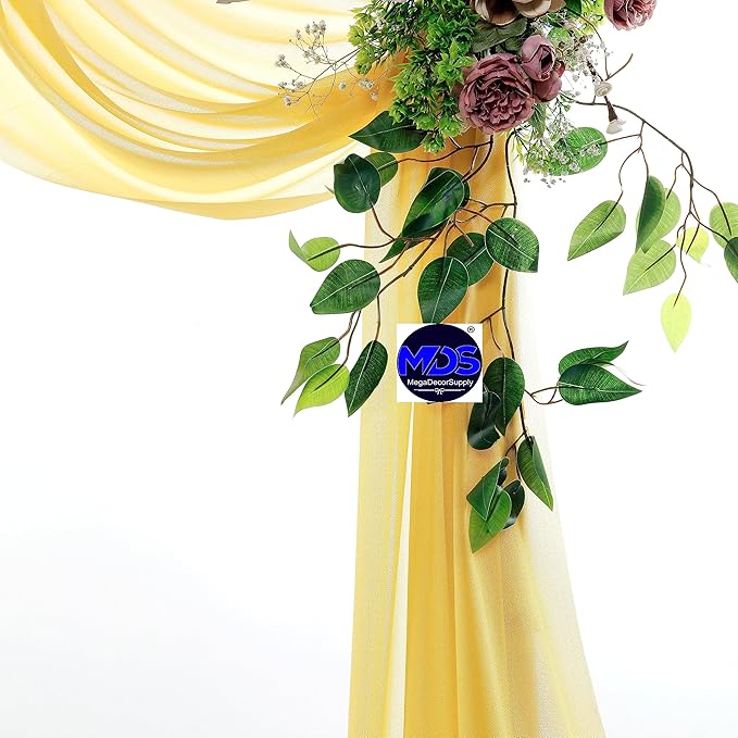 MDS Halloween Chiffon Draping Fabric - 1 Panel, 30" Wide x 100ft Long - Sheer Spooky Arbor & Canopy Drapery for Haunted House Backdrops, Party Ceilings, DIY Costumes & Themed Events - Gold