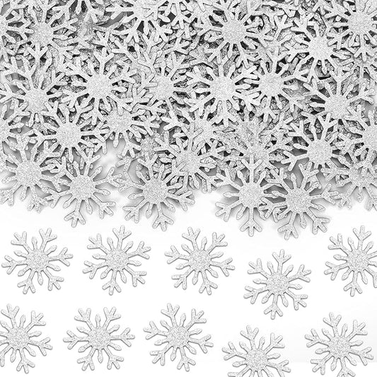 MARFOREVER Christmas Snowflake Glitter Confetti, Silver Snowflake Paper Confetti Snow Sprinkles Winter Wonderland Party Table Centerpiece for Wedding Supplies Christmas Party Decorations
