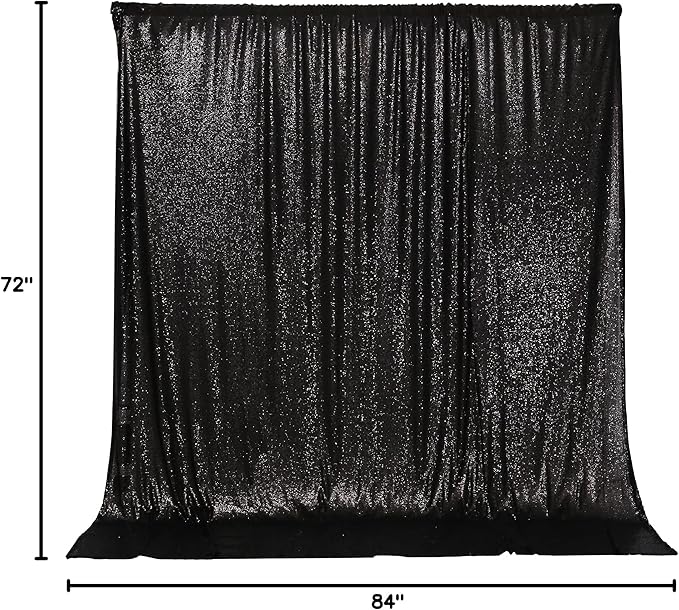 PartyDelight Black Sequin Backdrop 6Ftx7Ft Photography Curtain Special Events Party