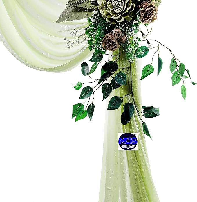 MDS Halloween Chiffon Draping Fabric - 1 Panel, 30" Wide x 100ft Long - Sheer Spooky Arbor & Canopy Drapery for Haunted House Backdrops, Party Ceilings, DIY Costumes & Themed Events - Sage Green