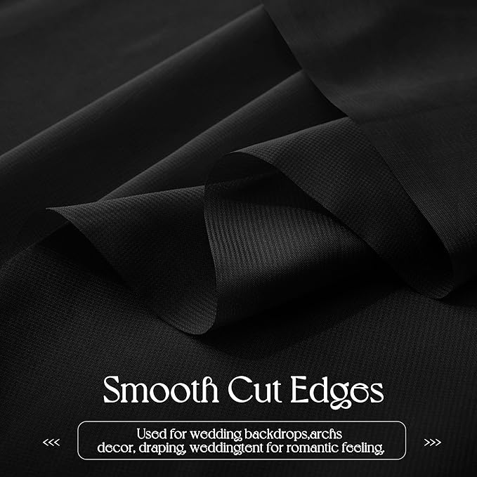 VACVELT Wedding Arch Draping Fabric - Black Chiffon, 2 Panels Sheer Drapes, 30 Inch x 20ft Backdrop Curtain, Outdoor Sheer Drapery for Ceremony Party Ceiling