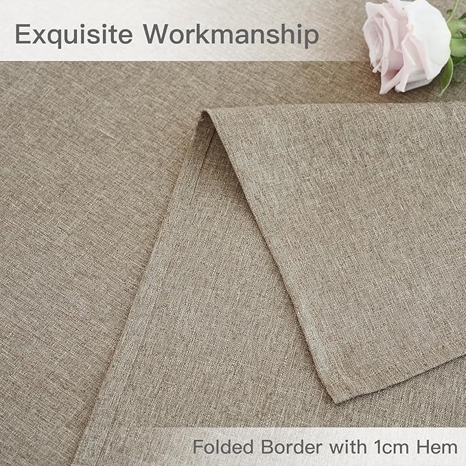 maxmill Rectangle Linen Texture Tablecloth Stain Proof Waterproof Wrinkle Free Washable Dining Table Cloth Wipeable Fabric Table Cover for Dining Room Farmhouse Tablecloths, 60 x 120 Inch, Mocha