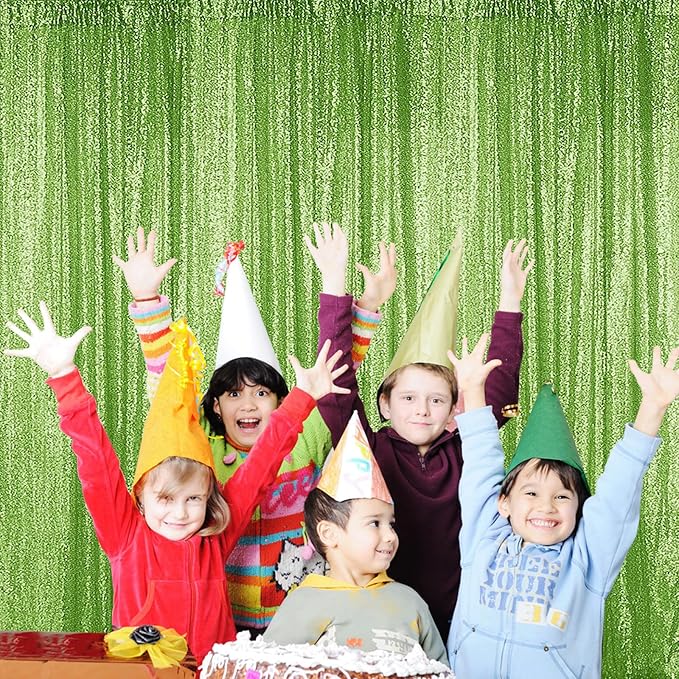 Sugargirl Apple Green Sequin Backdrop Curtain 2 Panels 2FTx8FT Glitter Apple Green Background Drapes Sparkle Photography Backdrop for Party Wedding Birthday Wall Decoration