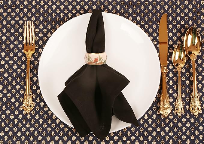Gorgeous Beautifully Handcrafted Eye Catching Floral Petals Patterns Large Size Gold Color Party Dining Table Napkin Holders (Set of 6)