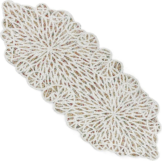 Handmade Beaded Table Runner, 13x36 Inches Lightweight Decorative Table Runner, Perfect for Dining/Wedding/Party/Everyday Use & Easy to Clean, Elegant Beaded Runner (Multi) - CLEENTABLE