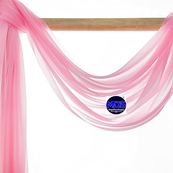 MDS Halloween Chiffon Draping Fabric - 2 Panel, 30" Wide x 100ft Long - Sheer Spooky Arbor & Canopy Drapery for Haunted House Backdrops, Party Ceilings, DIY Costumes & Themed Events - Coral